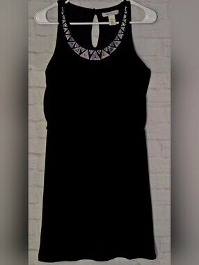 White House Black Market Black Sleeveless Dress with Silver Detail, size XS